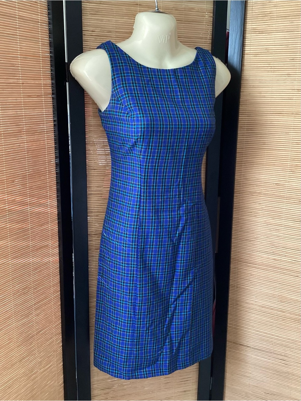 Vintage Y2K or 90s Sheath Dress Sz 5 / 6 Blue and Green Plaid Breakin’ Loose